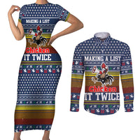 Chicken It Twice Christmas Couples Matching Short Sleeve Bodycon Dress and Long Sleeve Button Shirt Xmas Holiday Patterns - Wonder Print Shop