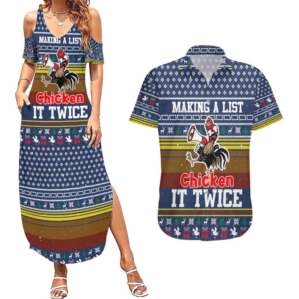 Chicken It Twice Christmas Couples Matching Summer Maxi Dress and Hawaiian Shirt Xmas Holiday Patterns - Wonder Print Shop