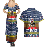 Chicken It Twice Christmas Couples Matching Summer Maxi Dress and Hawaiian Shirt Xmas Holiday Patterns - Wonder Print Shop