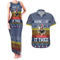 Chicken It Twice Christmas Couples Matching Tank Maxi Dress and Hawaiian Shirt Xmas Holiday Patterns - Wonder Print Shop
