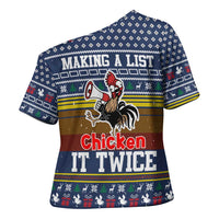 Chicken It Twice Christmas Cross Shoulder Shirt Xmas Holiday Patterns - Wonder Print Shop