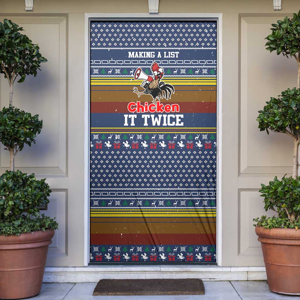 Chicken It Twice Christmas Door Cover Xmas Holiday Patterns - Wonder Print Shop