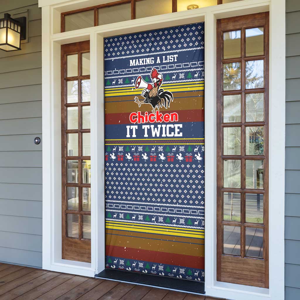 Chicken It Twice Christmas Door Cover Xmas Holiday Patterns - Wonder Print Shop