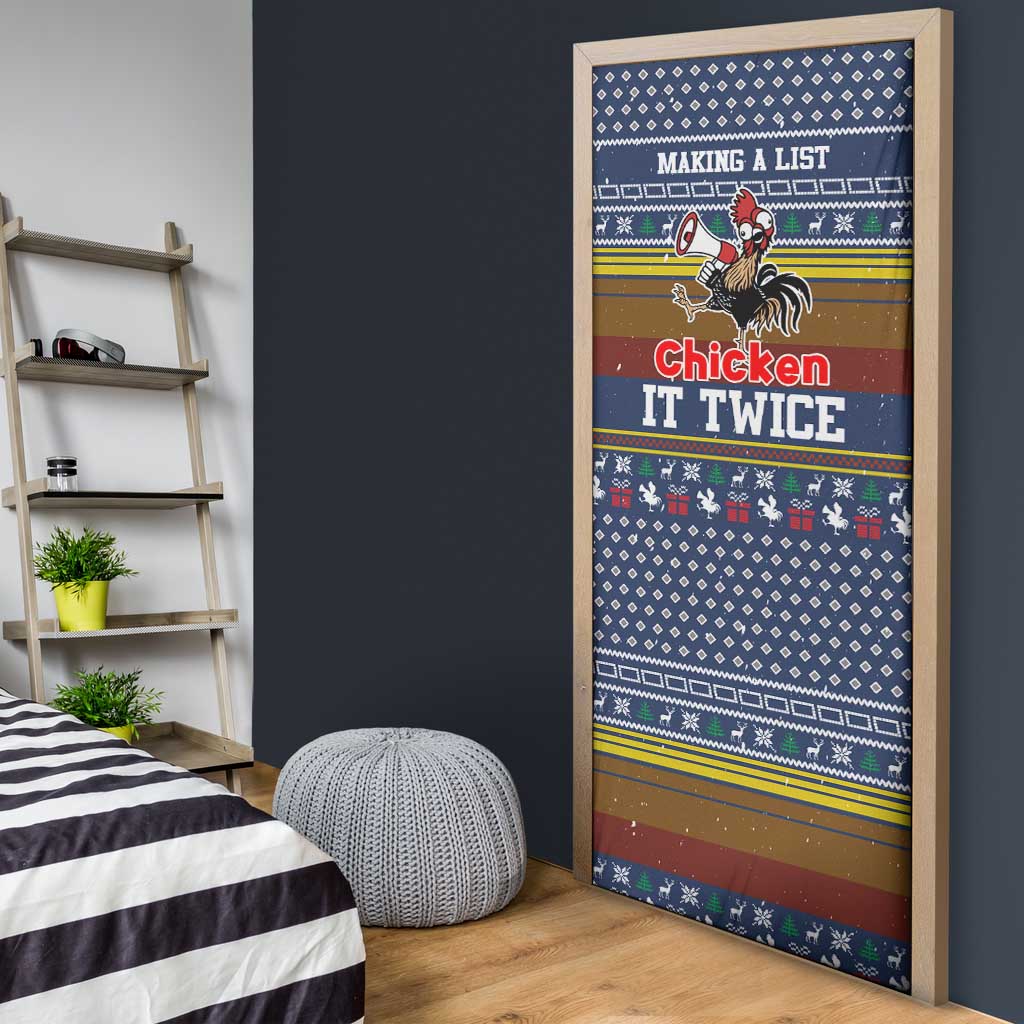 Chicken It Twice Christmas Door Cover Xmas Holiday Patterns - Wonder Print Shop