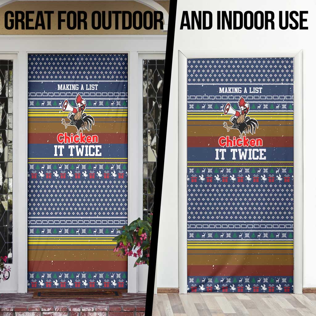 Chicken It Twice Christmas Door Cover Xmas Holiday Patterns - Wonder Print Shop