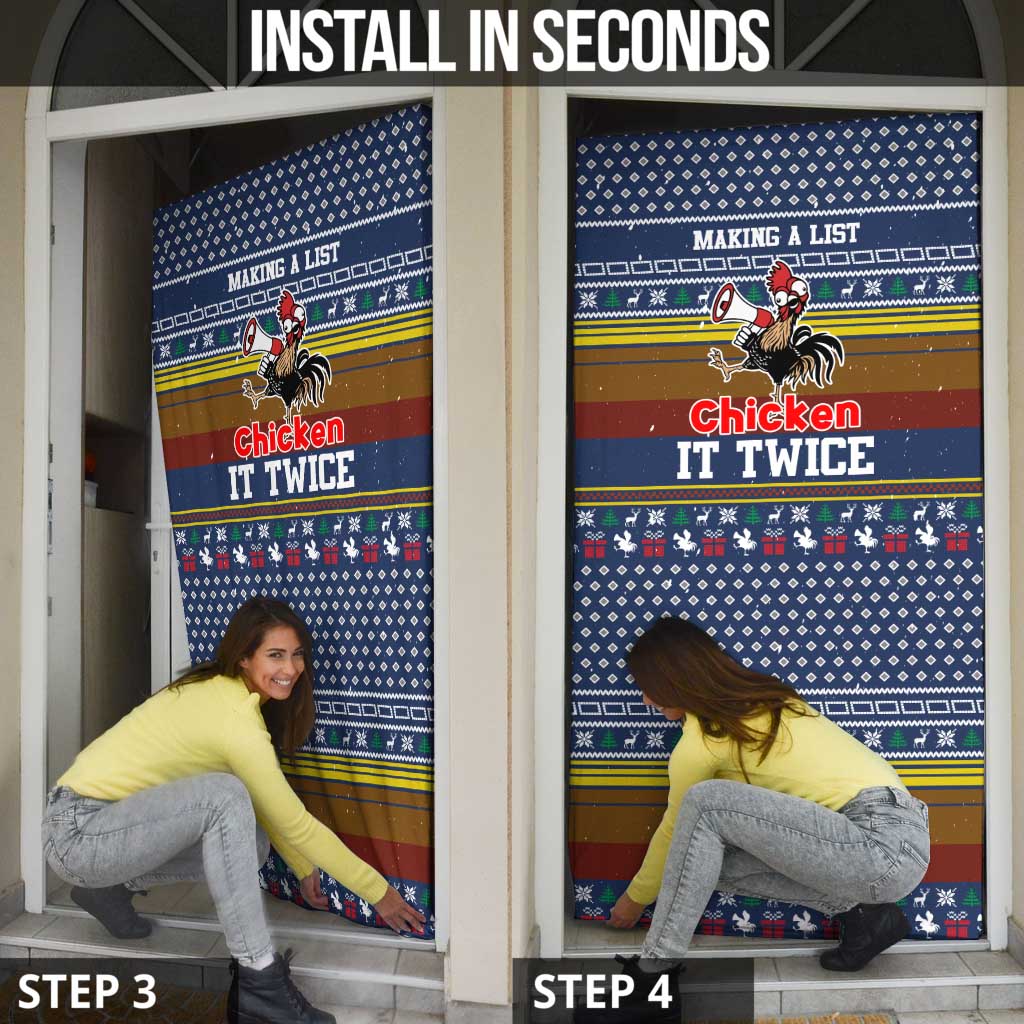 Chicken It Twice Christmas Door Cover Xmas Holiday Patterns - Wonder Print Shop