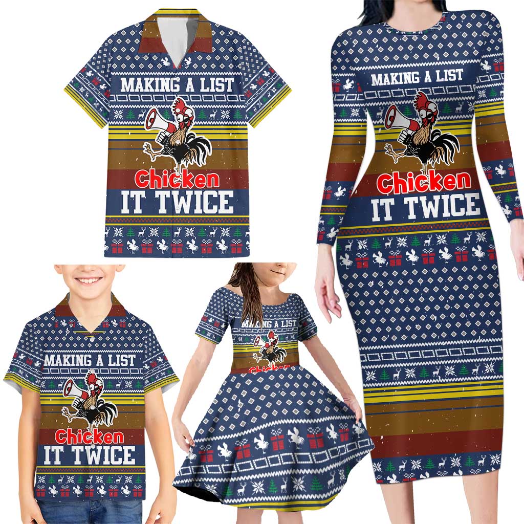 Chicken It Twice Christmas Family Matching Long Sleeve Bodycon Dress and Hawaiian Shirt Xmas Holiday Patterns - Wonder Print Shop