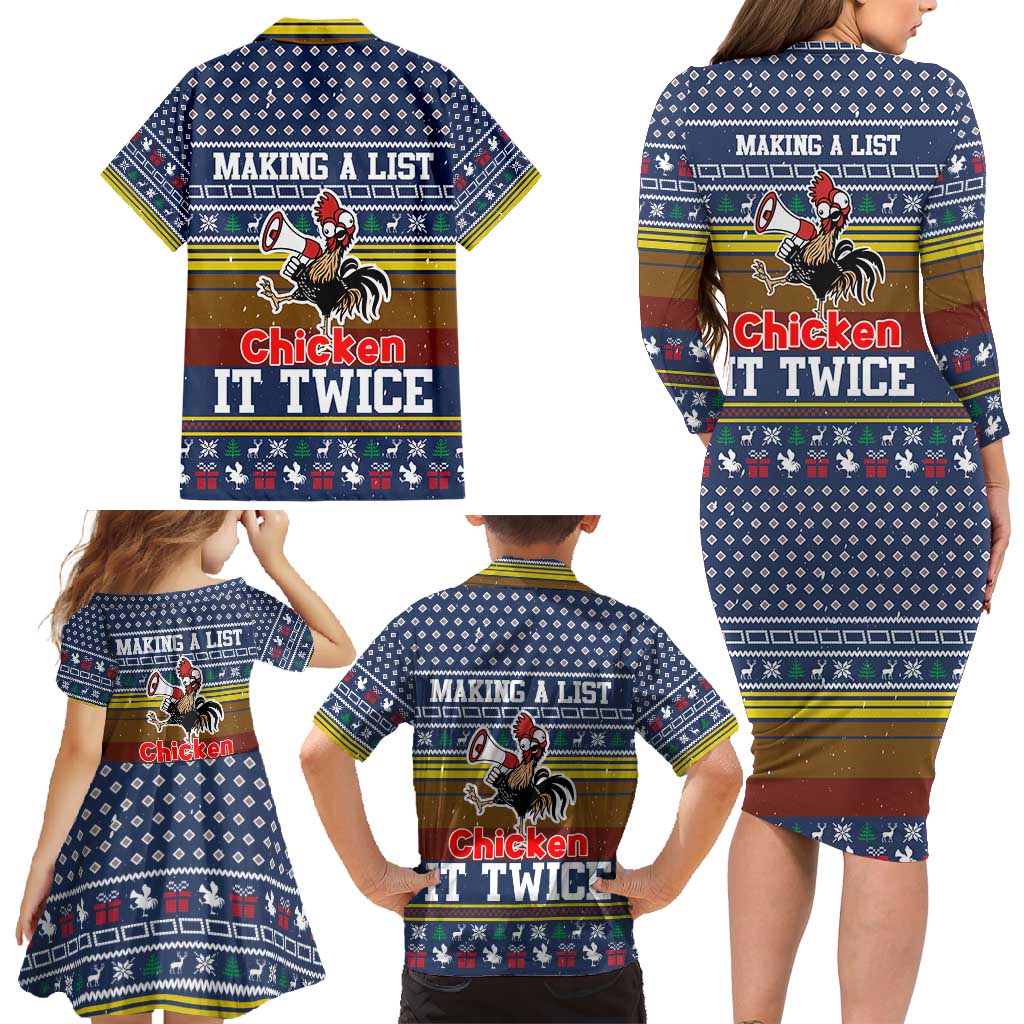 Chicken It Twice Christmas Family Matching Long Sleeve Bodycon Dress and Hawaiian Shirt Xmas Holiday Patterns - Wonder Print Shop
