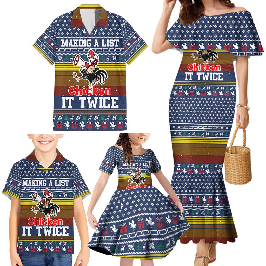 Chicken It Twice Christmas Family Matching Mermaid Dress and Hawaiian Shirt Xmas Holiday Patterns - Wonder Print Shop