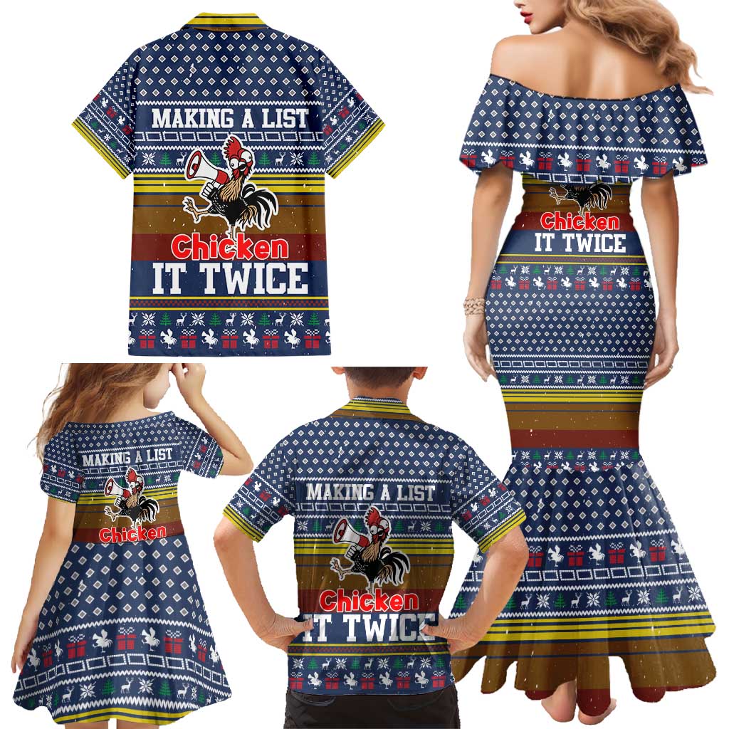 Chicken It Twice Christmas Family Matching Mermaid Dress and Hawaiian Shirt Xmas Holiday Patterns - Wonder Print Shop