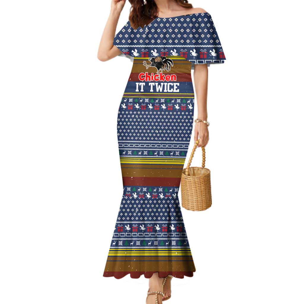 Chicken It Twice Christmas Family Matching Mermaid Dress and Hawaiian Shirt Xmas Holiday Patterns - Wonder Print Shop
