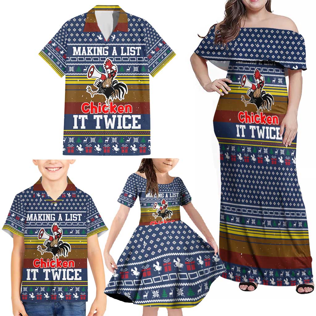 Chicken It Twice Christmas Family Matching Off Shoulder Maxi Dress and Hawaiian Shirt Xmas Holiday Patterns - Wonder Print Shop