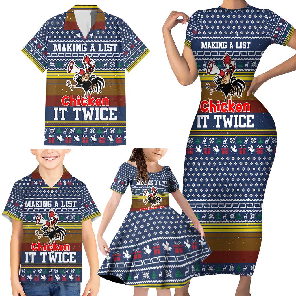 Chicken It Twice Christmas Family Matching Short Sleeve Bodycon Dress and Hawaiian Shirt Xmas Holiday Patterns - Wonder Print Shop