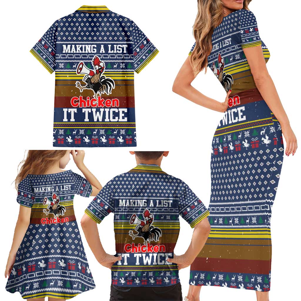 Chicken It Twice Christmas Family Matching Short Sleeve Bodycon Dress and Hawaiian Shirt Xmas Holiday Patterns - Wonder Print Shop