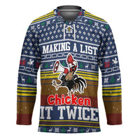 Chicken It Twice Christmas Hockey Jersey Xmas Holiday Patterns - Wonder Print Shop