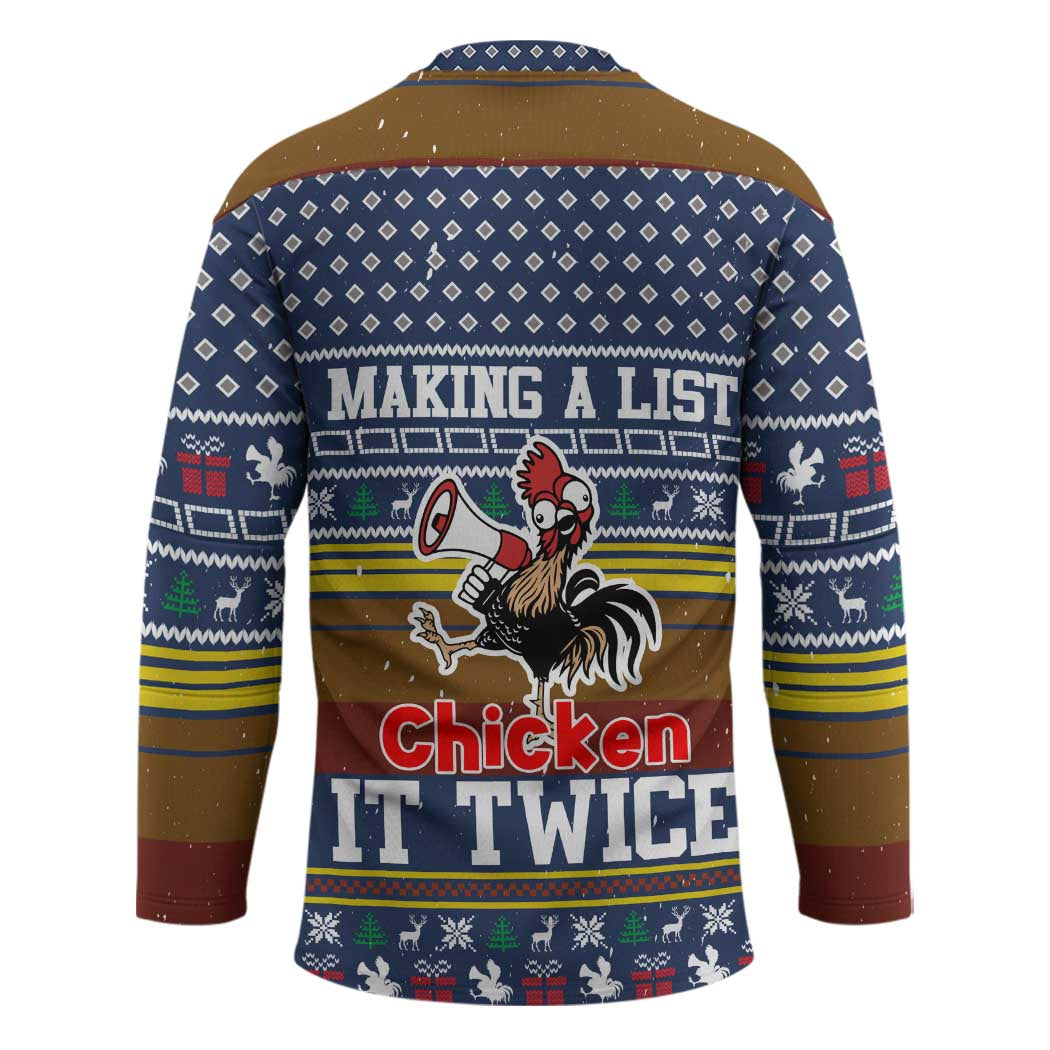 Chicken It Twice Christmas Hockey Jersey Xmas Holiday Patterns - Wonder Print Shop