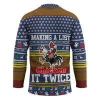 Chicken It Twice Christmas Hockey Jersey Xmas Holiday Patterns - Wonder Print Shop