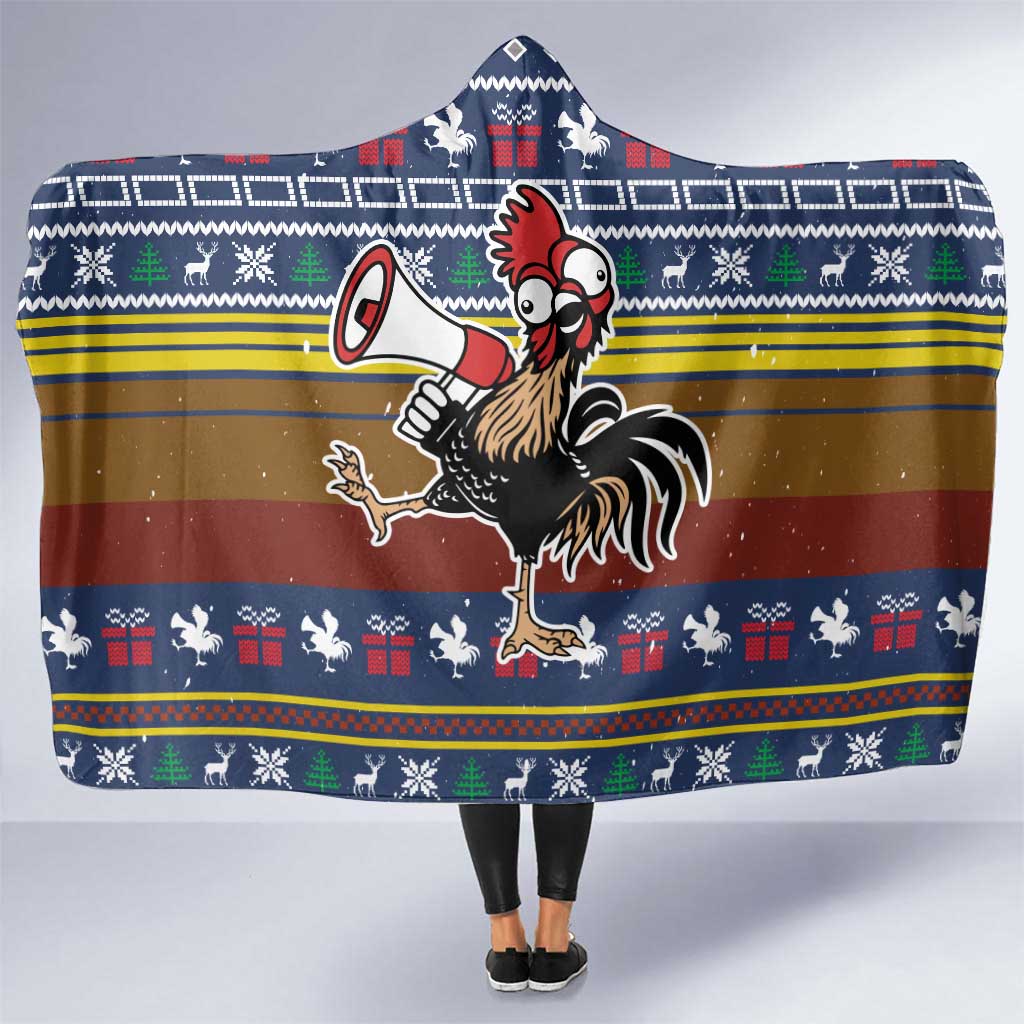 Chicken It Twice Christmas Hooded Blanket Xmas Holiday Patterns - Wonder Print Shop