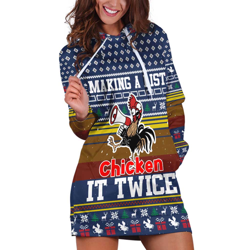 Chicken It Twice Christmas Hoodie Dress Xmas Holiday Patterns - Wonder Print Shop
