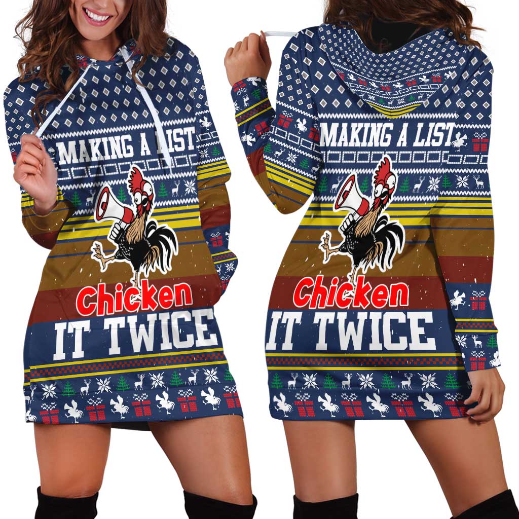 Chicken It Twice Christmas Hoodie Dress Xmas Holiday Patterns - Wonder Print Shop