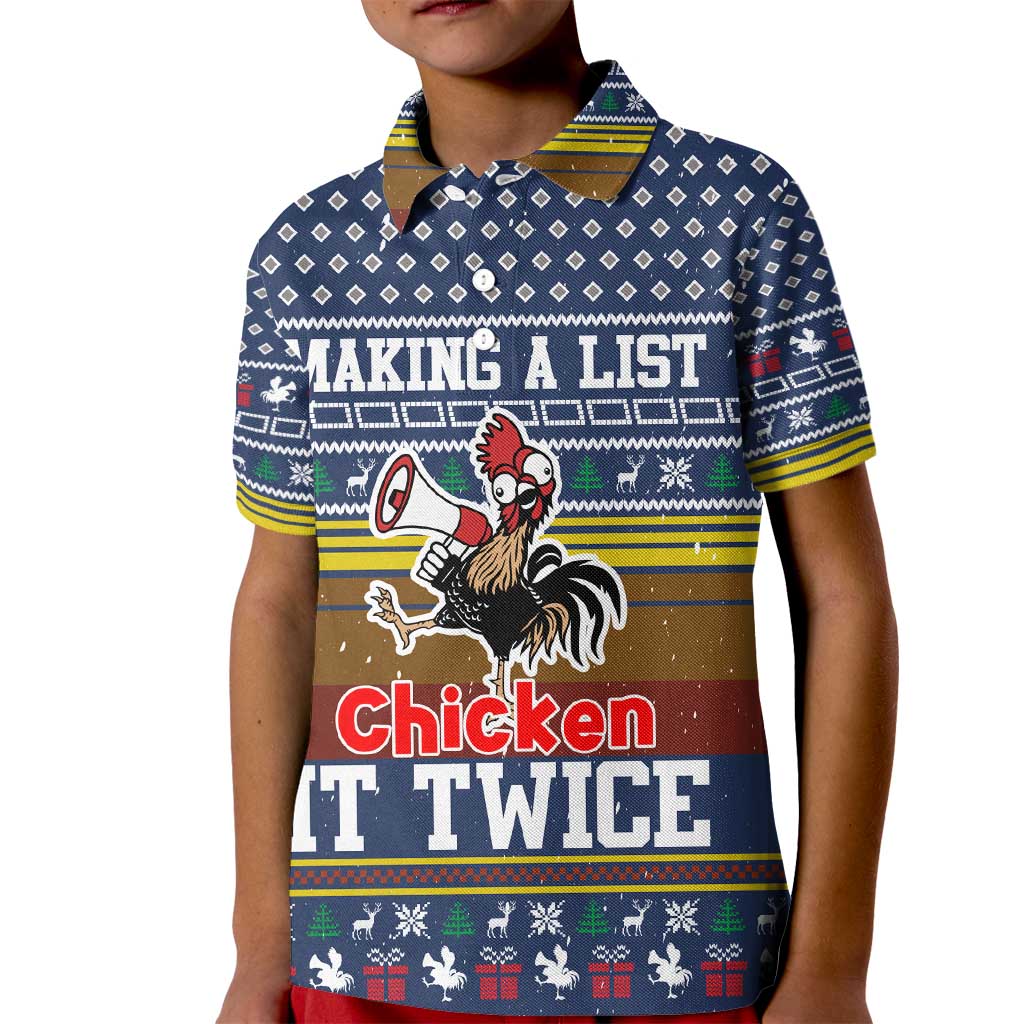 Chicken It Twice Christmas Kid Polo Shirt Xmas Holiday Patterns - Wonder Print Shop