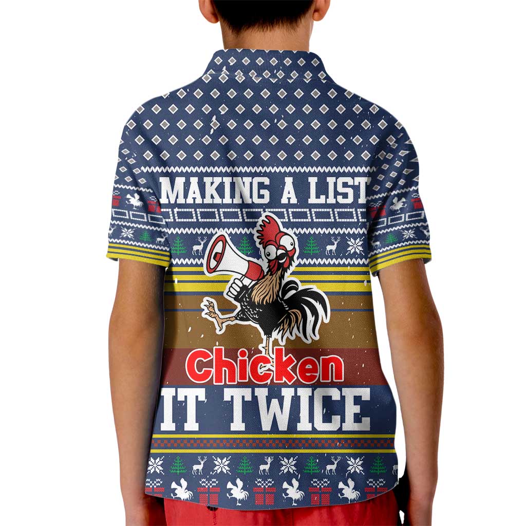 Chicken It Twice Christmas Kid Polo Shirt Xmas Holiday Patterns - Wonder Print Shop