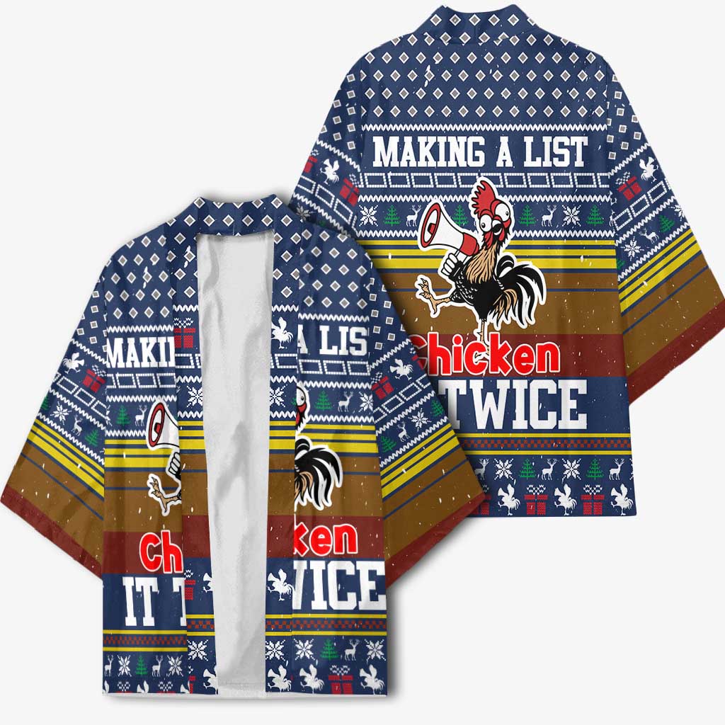 Chicken It Twice Christmas Kimono Xmas Holiday Patterns - Wonder Print Shop