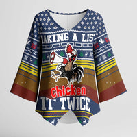 Chicken It Twice Christmas Kimono Sleeve Blouse Xmas Holiday Patterns - Wonder Print Shop