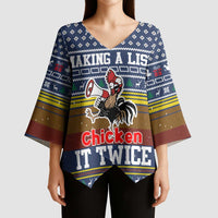 Chicken It Twice Christmas Kimono Sleeve Blouse Xmas Holiday Patterns - Wonder Print Shop
