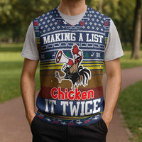 Chicken It Twice Christmas Knitted V-Neck Vest Xmas Holiday Patterns - Wonder Print Shop