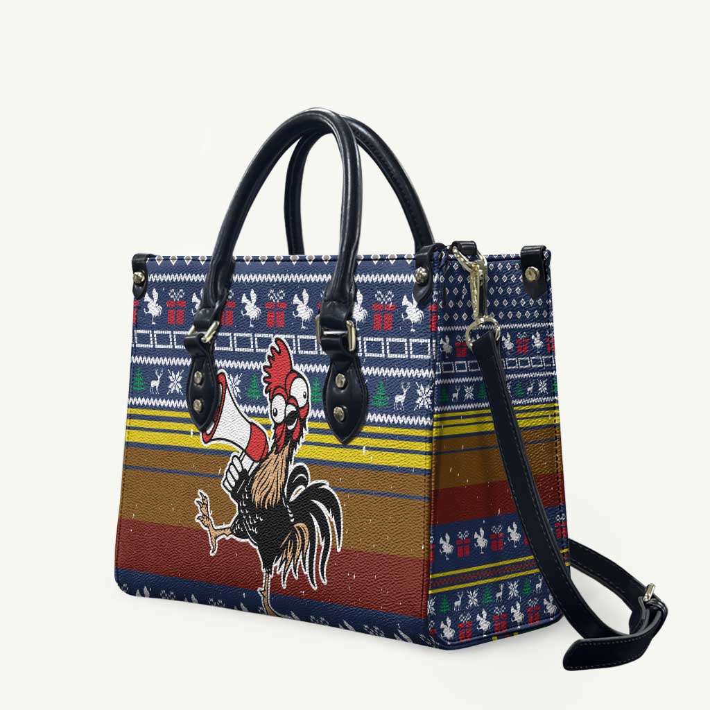 Chicken It Twice Christmas Leather Bag Xmas Holiday Patterns - Wonder Print Shop