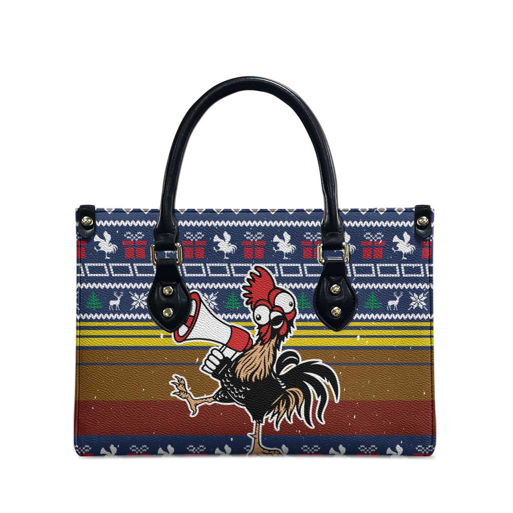 Chicken It Twice Christmas Leather Bag Xmas Holiday Patterns - Wonder Print Shop