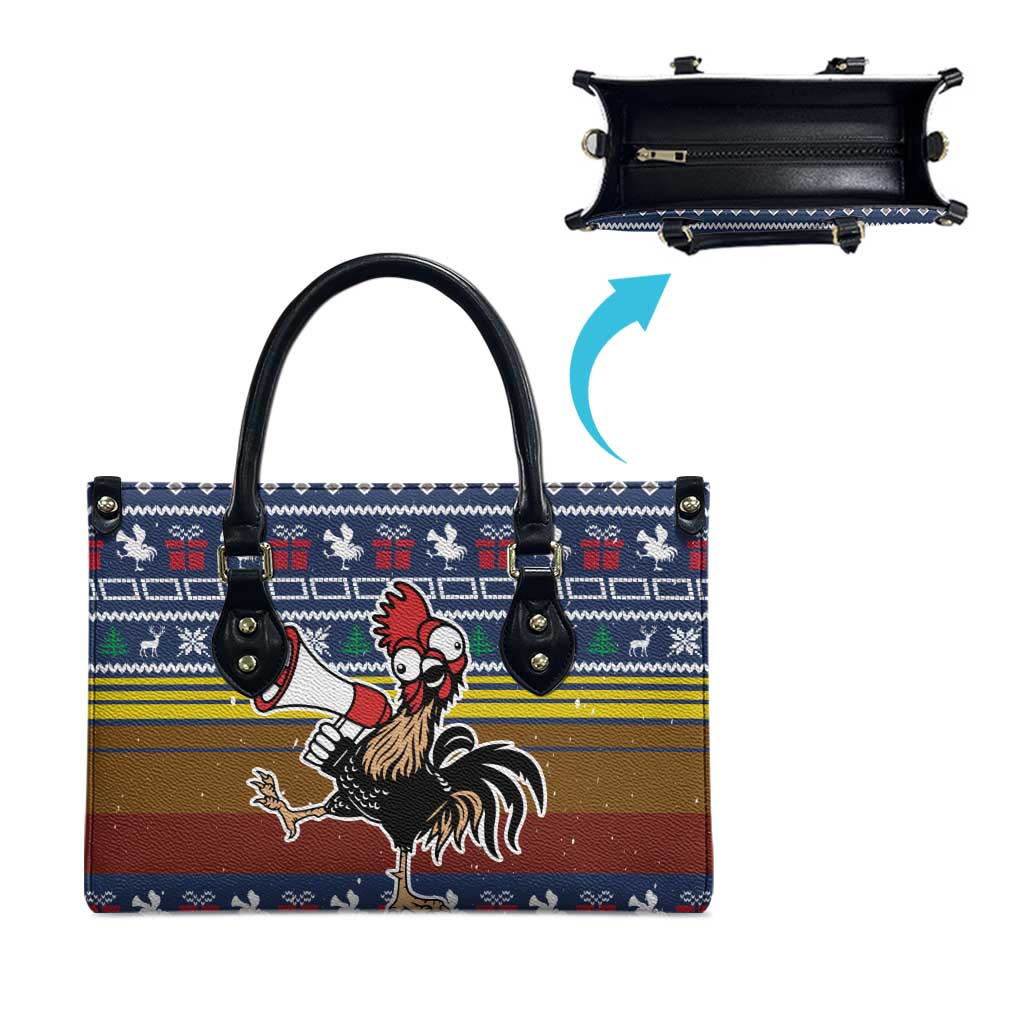 Chicken It Twice Christmas Leather Bag Xmas Holiday Patterns - Wonder Print Shop