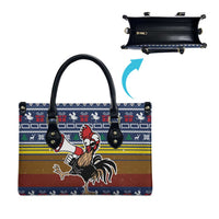 Chicken It Twice Christmas Leather Bag Xmas Holiday Patterns - Wonder Print Shop