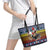 Chicken It Twice Christmas Leather Tote Bag Xmas Holiday Patterns - Wonder Print Shop