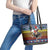 Chicken It Twice Christmas Leather Tote Bag Xmas Holiday Patterns - Wonder Print Shop