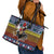 Chicken It Twice Christmas Leather Tote Bag Xmas Holiday Patterns - Wonder Print Shop