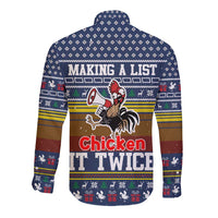 Chicken It Twice Christmas Long Sleeve Button Shirt Xmas Holiday Patterns - Wonder Print Shop