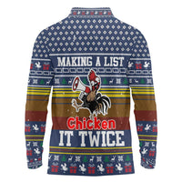 Chicken It Twice Christmas Long Sleeve Polo Shirt Xmas Holiday Patterns - Wonder Print Shop