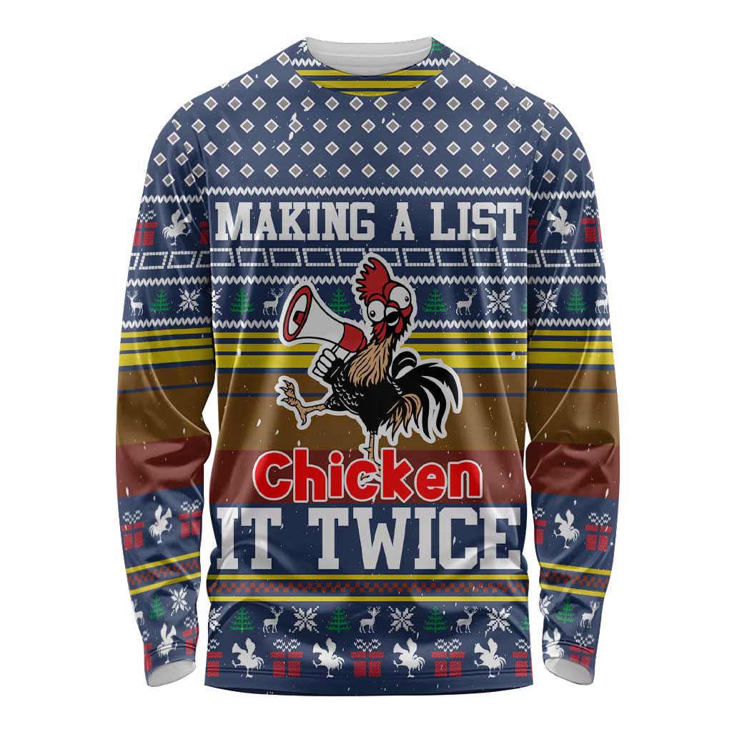 Chicken It Twice Christmas Long Sleeve Shirt Xmas Holiday Patterns - Wonder Print Shop