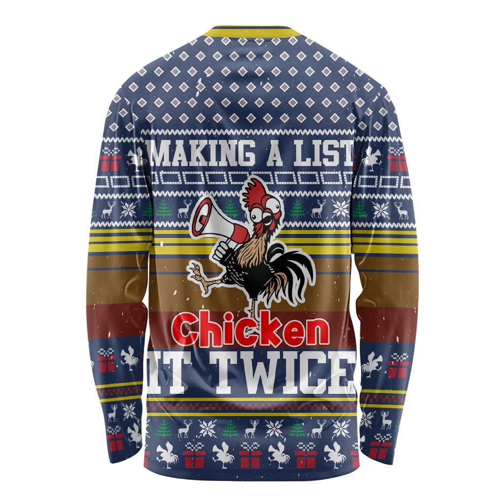 Chicken It Twice Christmas Long Sleeve Shirt Xmas Holiday Patterns - Wonder Print Shop