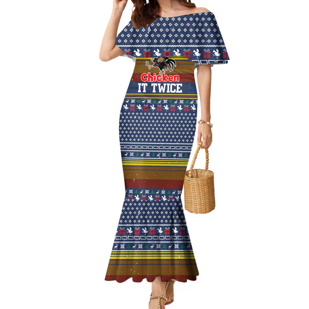 Chicken It Twice Christmas Mermaid Dress Xmas Holiday Patterns - Wonder Print Shop