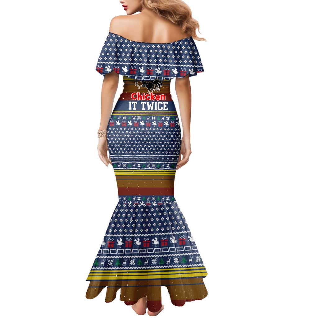 Chicken It Twice Christmas Mermaid Dress Xmas Holiday Patterns - Wonder Print Shop