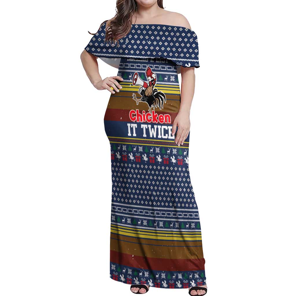 Chicken It Twice Christmas Off Shoulder Maxi Dress Xmas Holiday Patterns - Wonder Print Shop