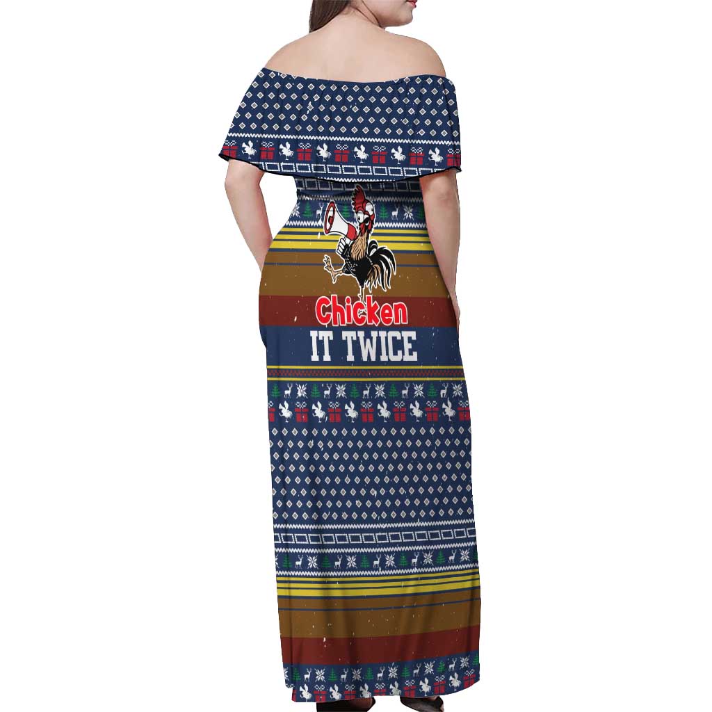 Chicken It Twice Christmas Off Shoulder Maxi Dress Xmas Holiday Patterns - Wonder Print Shop
