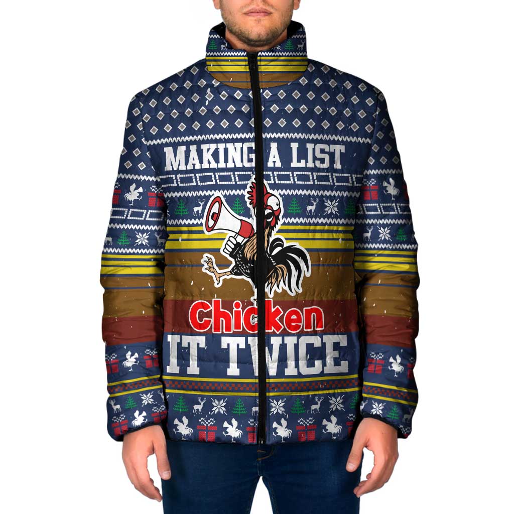 Chicken It Twice Christmas Padded Jacket Xmas Holiday Patterns - Wonder Print Shop