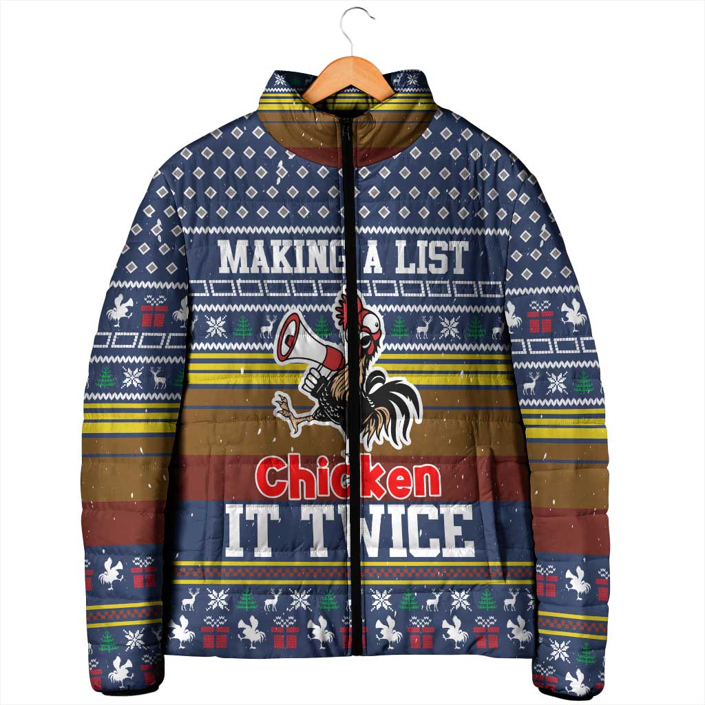 Chicken It Twice Christmas Padded Jacket Xmas Holiday Patterns - Wonder Print Shop