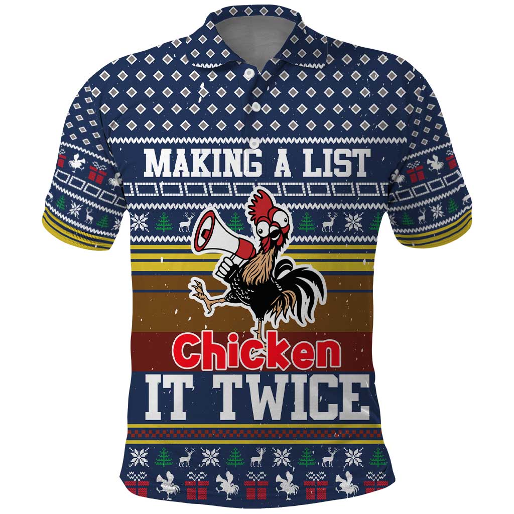 Chicken It Twice Christmas Polo Shirt Xmas Holiday Patterns - Wonder Print Shop