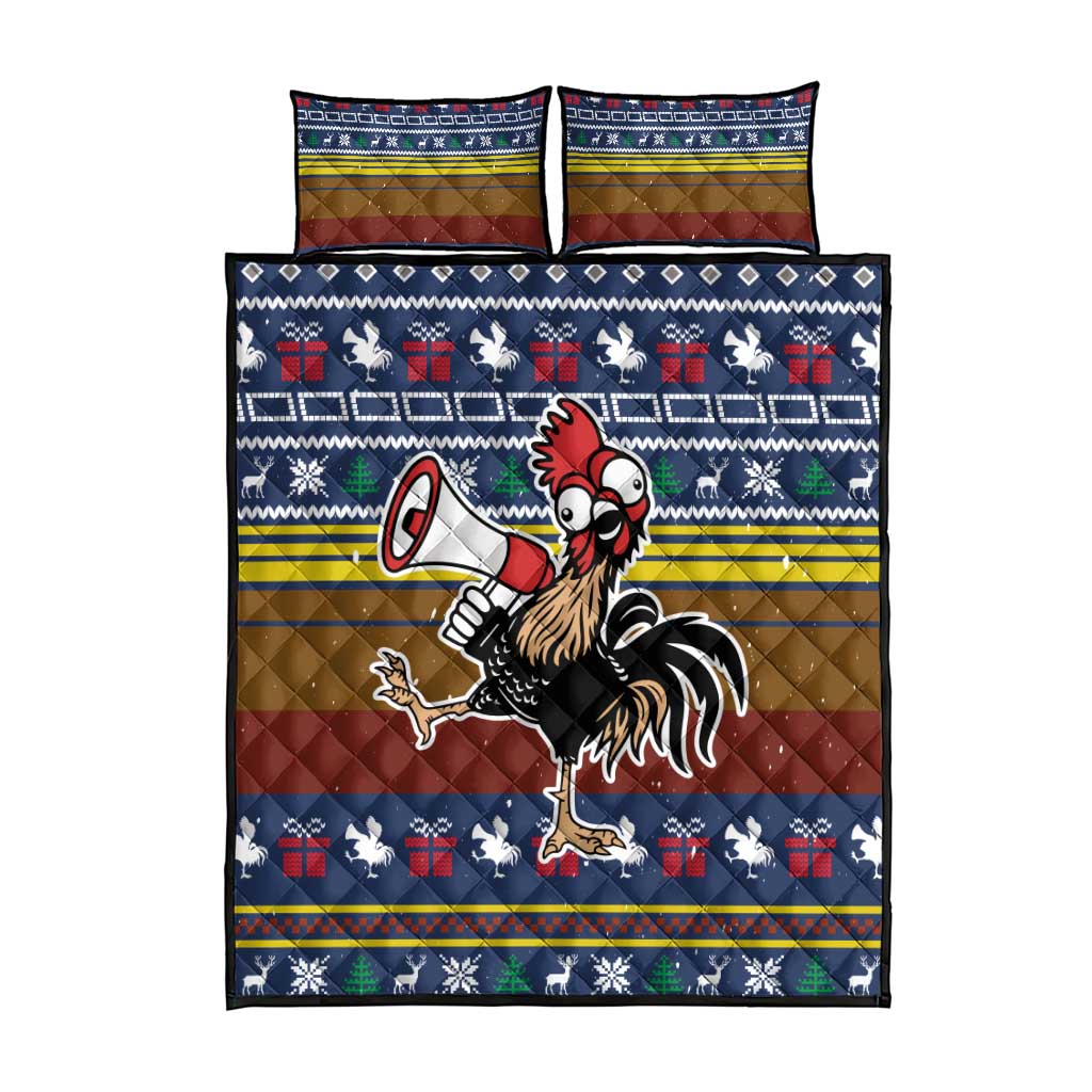 Chicken It Twice Christmas Quilt Bed Set Xmas Holiday Patterns - Wonder Print Shop