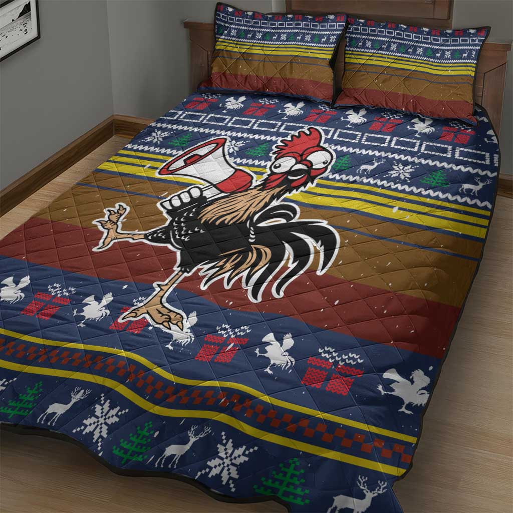 Chicken It Twice Christmas Quilt Bed Set Xmas Holiday Patterns - Wonder Print Shop